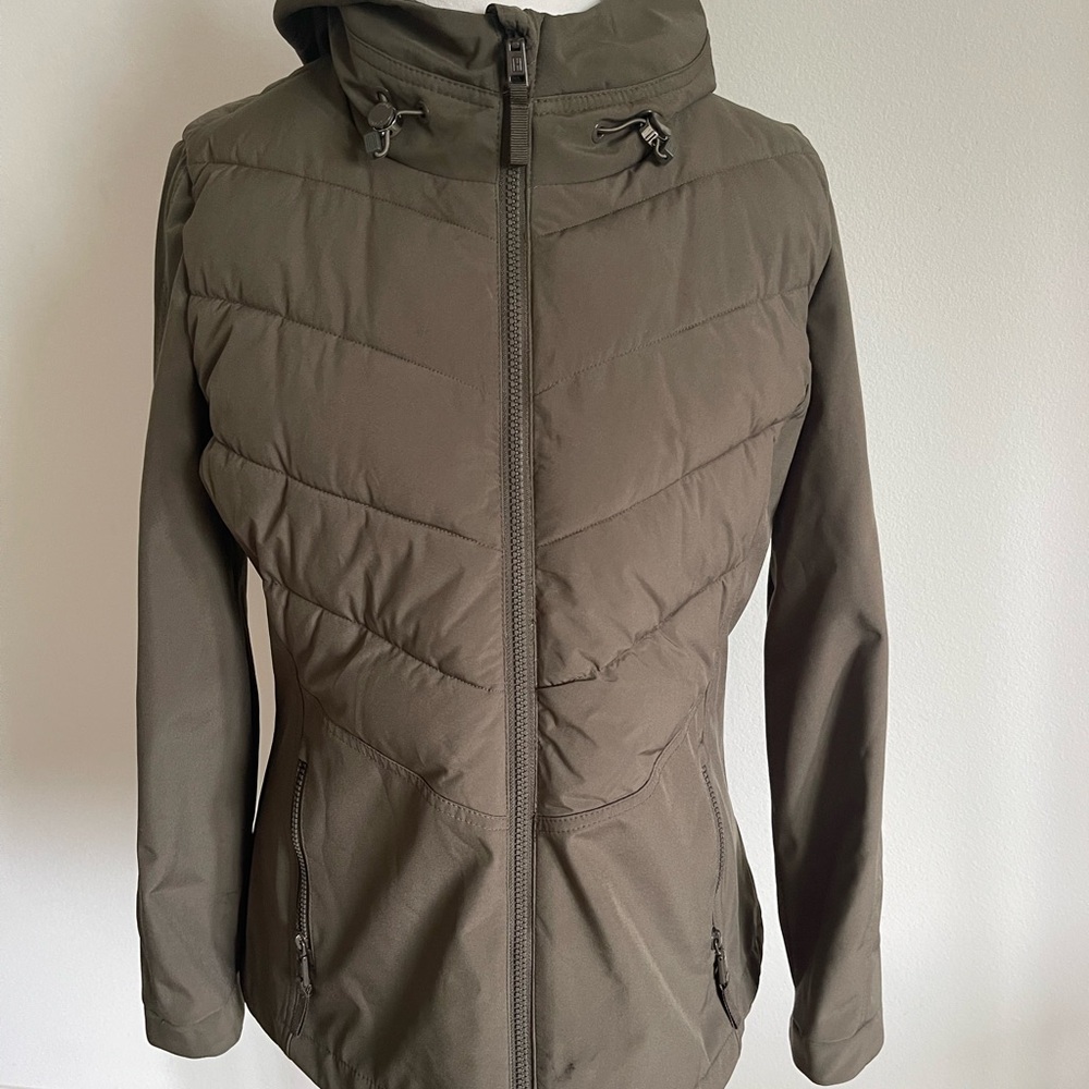 Tommy Hilfiger Women's Khaki Hooded Puffer Jacket